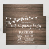 Rustic 13th Birthday Invitation Wood Kaart (Voorkant / Achterkant)