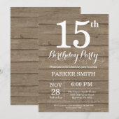 Rustic 15th Birthday Invitation Kaart (Voorkant / Achterkant)