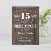 Rustic 15th Birthday Invitation Kaart (Staand voorkant)