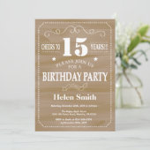 Rustic 15th Birthday Invitation Kaart (Staand voorkant)