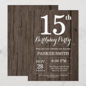 Rustic 15th Birthday Invitation Kaart (Voorkant / Achterkant)