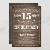 Rustic 15th Birthday Invitation Kaart (Voorkant / Achterkant)