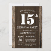 Rustic 15th Birthday Invitation  Wood Kaart (Voorkant)