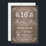 Rustic 16th Birthday Invitation Floral Kaart<br><div class="desc">Rustic 16th Birthday Invitation with Rustic Wood Background and Floral Flower Pattern. Volwassen verjaardag. Mannelijke Mannen of vrouwen: Birthday. Kinder jongen of meisje Lady Teen Teenage Bday Invite. 13e 15e 16e 18e 21e 30e 40e 50e 60e 70e 80e 90e 100e. Elke leeftijd. Voor verdere aanpassing, te klikken gelieve de knoop...</div>
