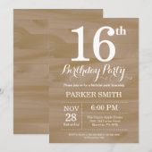 Rustic 16th Birthday Invitation Kaart (Voorkant / Achterkant)
