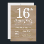 Rustic 16th Birthday Invitation Kaart<br><div class="desc">Rustic 16th Birthday Invitation. Rustic Wood Achtergrond. Retro Birthday. Kinderen van afgelopen dag. Jongen of meisjes uitgenodigd. 13e 15e 16e 18e 21e 30e 40e 50e 60e 70e 90e 100e, elke leeftijd. Voor verdere aanpassing, te klikken gelieve de knoop "van de Aanpassing het"en ons ontwerphulpmiddel te gebruiken om deze sjabloon te...</div>