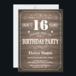 Rustic 16th Birthday Invitation Kaart<br><div class="desc">Rustic 16th Birthday Invitation. Witte Typografie. Rustic Wood Background Kinderen van afgelopen dag. Mannelijke Mannen of vrouwen: Birthday. Kinder jongen of meisje Lady Teen Teenage Bday Invite. 13e 15e 16e 18e 21e 30e 40e 50e 60e 70e 80e 90e 100e. Elke leeftijd. Voor verdere aanpassing, te klikken gelieve de knoop "van...</div>
