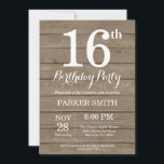Rustic 16th Birthday Invitation Kaart<br><div class="desc">Rustic 16th Birthday Invitation. Rustic Wood Background Retro Birthday. Kinderen van afgelopen dag. Jongen of meisjes uitgenodigd. 13e 15e 16e 18e 21e 30e 40e 50e 60e 70e 90e 100e, elke leeftijd. Voor verdere aanpassing, te klikken gelieve de knoop "van de Aanpassing het"en ons ontwerphulpmiddel te gebruiken om deze sjabloon te...</div>