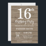 Rustic 16th Birthday Invitation Kaart<br><div class="desc">Rustic 16th Birthday Invitation. Rustic Wood Background Retro Birthday. Kinderen van afgelopen dag. Jongen of meisjes uitgenodigd. 13e 15e 16e 18e 21e 30e 40e 50e 60e 70e 90e 100e, elke leeftijd. Voor verdere aanpassing, te klikken gelieve de knoop "van de Aanpassing het"en ons ontwerphulpmiddel te gebruiken om deze sjabloon te...</div>