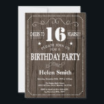 Rustic 16th Birthday Invitation Kaart<br><div class="desc">Rustic 16th Birthday Invitation. Witte Typografie. Rustic Wood Achtergrond. Kinderen van afgelopen dag. Mannelijke Mannen of vrouwen: Birthday. Kinder jongen of meisje Lady Teenage Bday Invite. 13e 15e 16e 18e 21e 30e 40e 50e 60e 70e 90e 100e. Elke leeftijd. Voor verdere aanpassing, te klikken gelieve de knoop "van de Aanpassing...</div>