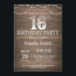 Rustic 16th Birthday Invitation String Lights Kaart<br><div class="desc">Rustic 16th Birthday Invitation with Rustic Wood Background. Koord lichten.  landretro. Kinderen van afgelopen dag. Jongen of meisjes. Voor verdere aanpassing,  te klikken gelieve de knoop "van de Aanpassing het"en ons ontwerphulpmiddel te gebruiken om deze sjabloon te wijzigen.</div>