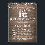 Rustic 16th Birthday Invitation String Lights Kaart<br><div class="desc">Rustic 16th Birthday Invitation with Rustic Wood Background. Koord lichten.  landretro. Kinderen van afgelopen dag. Jongen of meisjes. Voor verdere aanpassing,  te klikken gelieve de knoop "van de Aanpassing het"en ons ontwerphulpmiddel te gebruiken om deze sjabloon te wijzigen.</div>