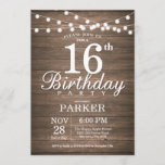 Rustic 16th Birthday Invitation String Lights Wood Kaart<br><div class="desc">Rustic 16th Birthday Invitation met String Lights Wood Background 16e 18e 21e 30e 40e 50e 60e 70e 90e 100e,  elke leeftijd. Voor verdere aanpassing,  te klikken gelieve de knoop "van de Aanpassing het"en ons ontwerphulpmiddel te gebruiken om deze sjabloon te wijzigen.</div>