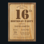 Rustic 16th Birthday Invitation  Wood Kaart<br><div class="desc">Rustic 16th Birthday Invitation with Rustic Wood Background. Retroland. Volwassen verjaardag. Mannelijke Mannen of vrouwen: Birthday. Kinder jongen of meisje Lady Teen Teenage Bday Invite. 13e 15e 16e 18e 21e 30e 40e 50e 60e 70e 80e 90e 100e. Elke leeftijd. Voor verdere aanpassing, te klikken gelieve de knoop "van de Aanpassing...</div>