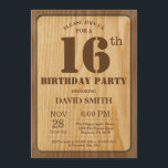 Rustic 16th Birthday Invitation  Wood Kaart<br><div class="desc">Rustic 16th Birthday Invitation with Rustic Wood Background. Retroland. Volwassen verjaardag. Mannelijke Mannen of vrouwen: Birthday. Kinder jongen of meisje Lady Teen Teenage Bday Invite. 13e 15e 16e 18e 21e 30e 40e 50e 60e 70e 80e 90e 100e. Elke leeftijd. Voor verdere aanpassing, te klikken gelieve de knoop "van de Aanpassing...</div>