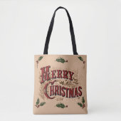 Rustic 1876 Prettig Kerstfeest Tote Bag (Voorkant)