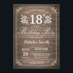 Rustic 18th Birthday Invitation Floral Kaart<br><div class="desc">Rustic 18th Birthday Invitation with Rustic Wood Background and Floral Flower Pattern. Volwassen verjaardag. Mannelijke Mannen of vrouwen: Birthday. Kinder jongen of meisje Lady Teen Teenage Bday Invite. 13e 15e 16e 18e 21e 30e 40e 50e 60e 70e 80e 90e 100e. Elke leeftijd. Voor verdere aanpassing, te klikken gelieve de knoop...</div>
