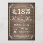 Rustic 18th Birthday Invitation Floral Kaart<br><div class="desc">Rustic 18th Birthday Invitation with Rustic Wood Background and Floral Flower Pattern. Volwassen verjaardag. Mannelijke Mannen of vrouwen: Birthday. Kinder jongen of meisje Lady Teen Teenage Bday Invite. 13e 15e 16e 18e 21e 30e 40e 50e 60e 70e 80e 90e 100e. Elke leeftijd. Voor verdere aanpassing, te klikken gelieve de knoop...</div>