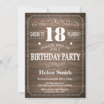 Rustic 18th Birthday Invitation Kaart<br><div class="desc">Rustic 18th Birthday Invitation. Witte Typografie. Rustic Wood Background Volwassen verjaardag. Mannelijke Mannen of vrouwen: Birthday. Kinder jongen of meisje Lady Teen Teenage Bday Invite. 13e 15e 16e 18e 21e 30e 40e 50e 60e 70e 80e 90e 100e. Elke leeftijd. Voor verdere aanpassing, te klikken gelieve de knoop "van de Aanpassing...</div>