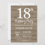 Rustic 18th Birthday Invitation Kaart<br><div class="desc">Rustic 18th Birthday Invitation. Rustic Wood Background  Retro Birthday. Volwassen verjaardag. Mannen of vrouwen uitgenodigd. 13e 15e 16e 18e 21e 30e 40e 50e 60e 70e 90e 100e,  elke leeftijd. Voor verdere aanpassing,  te klikken gelieve de knoop "van de Aanpassing het"en ons ontwerphulpmiddel te gebruiken om deze sjabloon te wijzigen.</div>