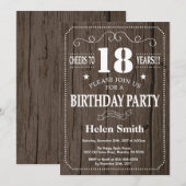 Rustic 18th Birthday Invitation Kaart (Voorkant / Achterkant)