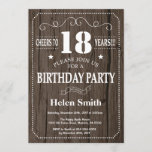 Rustic 18th Birthday Invitation Kaart<br><div class="desc">Rustic 18th Birthday Invitation. Witte Typografie. Rustic Wood Background Volwassen verjaardag. Mannelijke Mannen of vrouwen: Birthday. Kinder jongen of meisje Lady Teen Teenage Bday Invite. 13e 15e 16e 18e 21e 30e 40e 50e 60e 70e 80e 90e 100e. Elke leeftijd. Voor verdere aanpassing, te klikken gelieve de knoop "van de Aanpassing...</div>