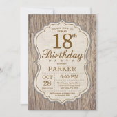 Rustic 18th Birthday Invitation Wood Kaart (Voorkant)