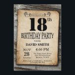 Rustic 18th Birthday Invitation  Wood Kaart<br><div class="desc">Rustic 18th Birthday Invitation with Rustic Wood Background. Retroland. Volwassen verjaardag. Mannelijke Mannen of vrouwen: Birthday. Kinder jongen of meisje Lady Teen Teenage Bday Invite. 13e 15e 16e 18e 21e 30e 40e 50e 60e 70e 80e 90e 100e. Elke leeftijd. Voor verdere aanpassing, te klikken gelieve de knoop "van de Aanpassing...</div>