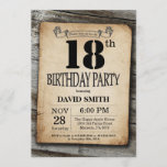 Rustic 18th Birthday Invitation  Wood Kaart<br><div class="desc">Rustic 18th Birthday Invitation with Rustic Wood Background. Retroland. Volwassen verjaardag. Mannelijke Mannen of vrouwen: Birthday. Kinder jongen of meisje Lady Teen Teenage Bday Invite. 13e 15e 16e 18e 21e 30e 40e 50e 60e 70e 80e 90e 100e. Elke leeftijd. Voor verdere aanpassing, te klikken gelieve de knoop "van de Aanpassing...</div>