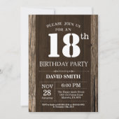 Rustic 18th Birthday Invitation  Wood Kaart (Voorkant)