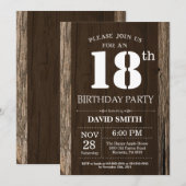 Rustic 18th Birthday Invitation  Wood Kaart (Voorkant / Achterkant)