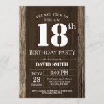 Rustic 18th Birthday Invitation  Wood Kaart<br><div class="desc">Rustic 18th Birthday Invitation with Rustic Wood Background. Retroland. Volwassen verjaardag. Mannelijke Mannen of vrouwen: Birthday. Kinder jongen of meisje Lady Teen Teenage Bday Invite. 13e 15e 16e 18e 21e 30e 40e 50e 60e 70e 80e 90e 100e. Elke leeftijd. Voor verdere aanpassing, te klikken gelieve de knoop "van de Aanpassing...</div>