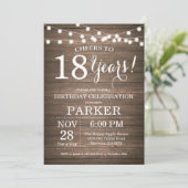 Rustic 18th Birthday Invitation Wood Kaart (Staand voorkant)