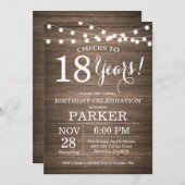 Rustic 18th Birthday Invitation Wood Kaart (Voorkant / Achterkant)