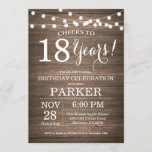 Rustic 18th Birthday Invitation Wood Kaart<br><div class="desc">Rustic 18th Birthday Invitation Wood Background met String Lights. 13e 15e 16e 18e 21e 30e 40e 50e 60e 70e 90e 100e, elke leeftijd. Volwassen verjaardag. Vrouw of Man Man Birthday Party. Voor verdere aanpassing, te klikken gelieve de knoop "van de Aanpassing het"en ons ontwerphulpmiddel te gebruiken om deze sjabloon te...</div>