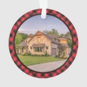 Rustic 1e kerstmis nieuw huis sleutel geruit foto ornament (achterkant)