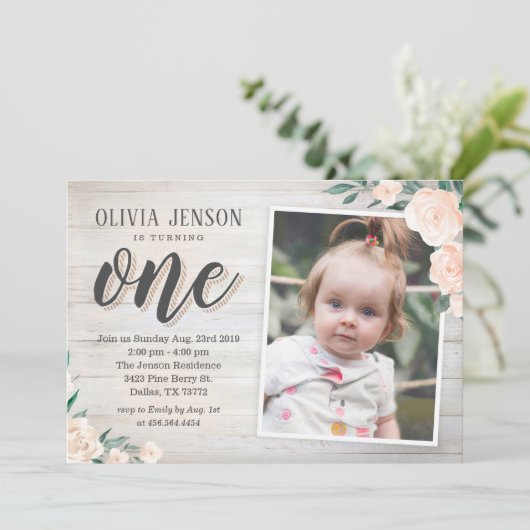 Rustic 1ste verjaardag Uitnodigingen (Staand voorkant)