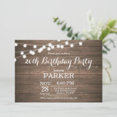 Rustic 20th Birthday Invitation Wood Kaart (Staand voorkant)