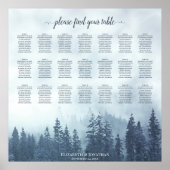Rustic 21 Tabel Blue Pines Wedding Seating Chart Poster (Voorkant)
