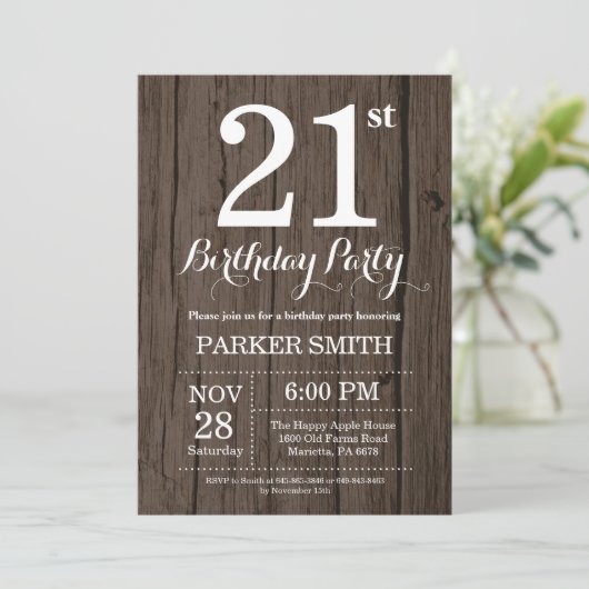 Rustic 21e uitnodiging van de Dag van de Woensdag (Staand voorkant)