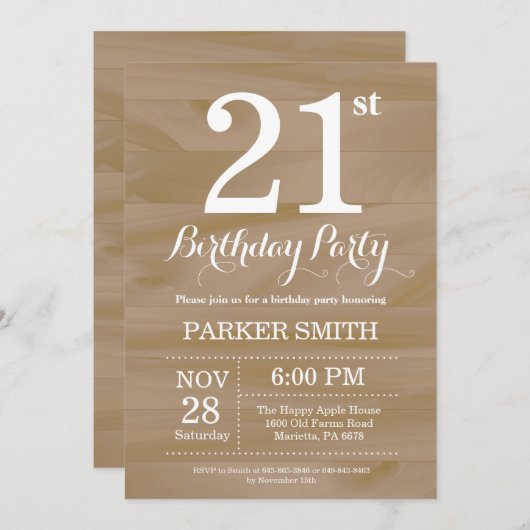 Rustic 21e uitnodiging van de Dag van de Woensdag (Voorkant / Achterkant)