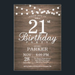 Rustic 21st Birthday Invitation String Lights Wood Kaart<br><div class="desc">Rustic 21st de Uitnodiging van de Dagen met de Achtergrond van het Hout van de Lichten van het Koord. 16e 18e 21e 30e 40e 50e 60e 70e 90e 100e, elke leeftijd. Voor verdere aanpassing, te klikken gelieve de knoop "van de Aanpassing het"en ons ontwerphulpmiddel te gebruiken om deze sjabloon te...</div>