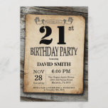 Rustic 21st Birthday Invitation  Wood Kaart<br><div class="desc">Rustic 21st Birthday Invitation with Rustic Wood Background. Retroland. Volwassen verjaardag. Mannelijke Mannen of vrouwen: Birthday. Kinder jongen of meisje Lady Teen Teenage Bday Invite. 13e 15e 16e 18e 21e 30e 40e 50e 60e 70e 80e 90e 100e. Elke leeftijd. Voor verdere aanpassing, te klikken gelieve de knoop "van de Aanpassing...</div>