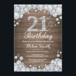 Rustic 21st Birthday Silver Diamond Kaart<br><div class="desc">Rustic 21st Birthday Uitnodiging. Zilver Rhinestone Diamond. Rustic Wood Background  landretro. Elegant Birthday Bash nodigt uit. Volwassen verjaardag. Vrouwendag. Mannen op zaterdag. Voor verdere aanpassing,  te klikken gelieve de knoop "van de Aanpassing het"en ons ontwerphulpmiddel te gebruiken om deze sjabloon te wijzigen.</div>