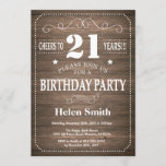 Rustic 21st Birthday Uitnodiging  Retro<br><div class="desc">Rustic 21st Birthday Invitation with Rustic Wood Background. Retro. Volwassen verjaardag. Mannelijke Mannen of vrouwen: Birthday. Kinder jongen of meisje Lady Teen Teenage Bday Invite. 13e 15e 16e 18e 21e 30e 40e 50e 60e 70e 80e 90e 100e. Elke leeftijd. Voor verdere aanpassing, te klikken gelieve de knoop "van de Aanpassing...</div>