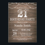 Rustic 21st de Lichten van het Koord van de Uitnod Kaart<br><div class="desc">Rustic 21st Birthday Invitation with Rustic Wood Background. Koord lichten.  landretro. Volwassen verjaardag. Mannelijke Mannen of vrouwen: Birthday. Voor verdere aanpassing,  te klikken gelieve de knoop "van de Aanpassing het"en ons ontwerphulpmiddel te gebruiken om deze sjabloon te wijzigen.</div>