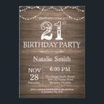Rustic 21st de Lichten van het Koord van de Uitnod Kaart<br><div class="desc">Rustic 21st Birthday Invitation with Rustic Wood Background. Koord lichten.  landretro. Volwassen verjaardag. Mannelijke Mannen of vrouwen: Birthday. Voor verdere aanpassing,  te klikken gelieve de knoop "van de Aanpassing het"en ons ontwerphulpmiddel te gebruiken om deze sjabloon te wijzigen.</div>