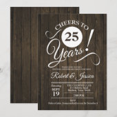 Rustic 25e trouwdagjubileum - Hout Kaart (Voorkant / Achterkant)