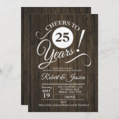 Rustic 25e trouwjubileum - Hout Kaart (Voorkant / Achterkant)