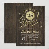 Rustic 25ste huwelijksverjaardag - Goud Hout Kaart (Voorkant / Achterkant)